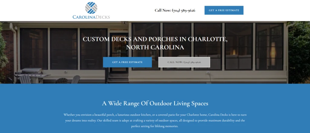 Carolina Decks — Home services · Landing page · Archived project